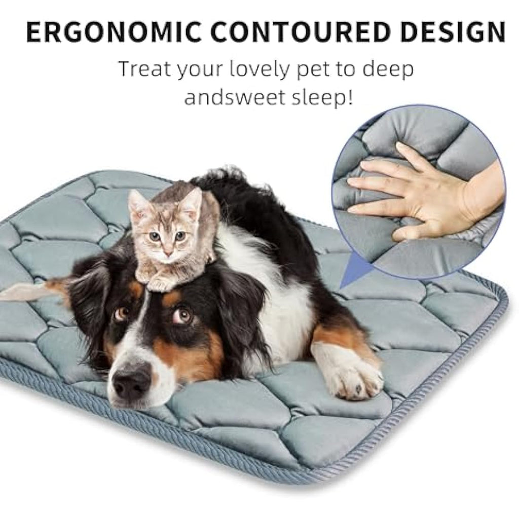 Geegoos Large Memory Foam Dog Crate Mat – Washable Pet Bed, Grey