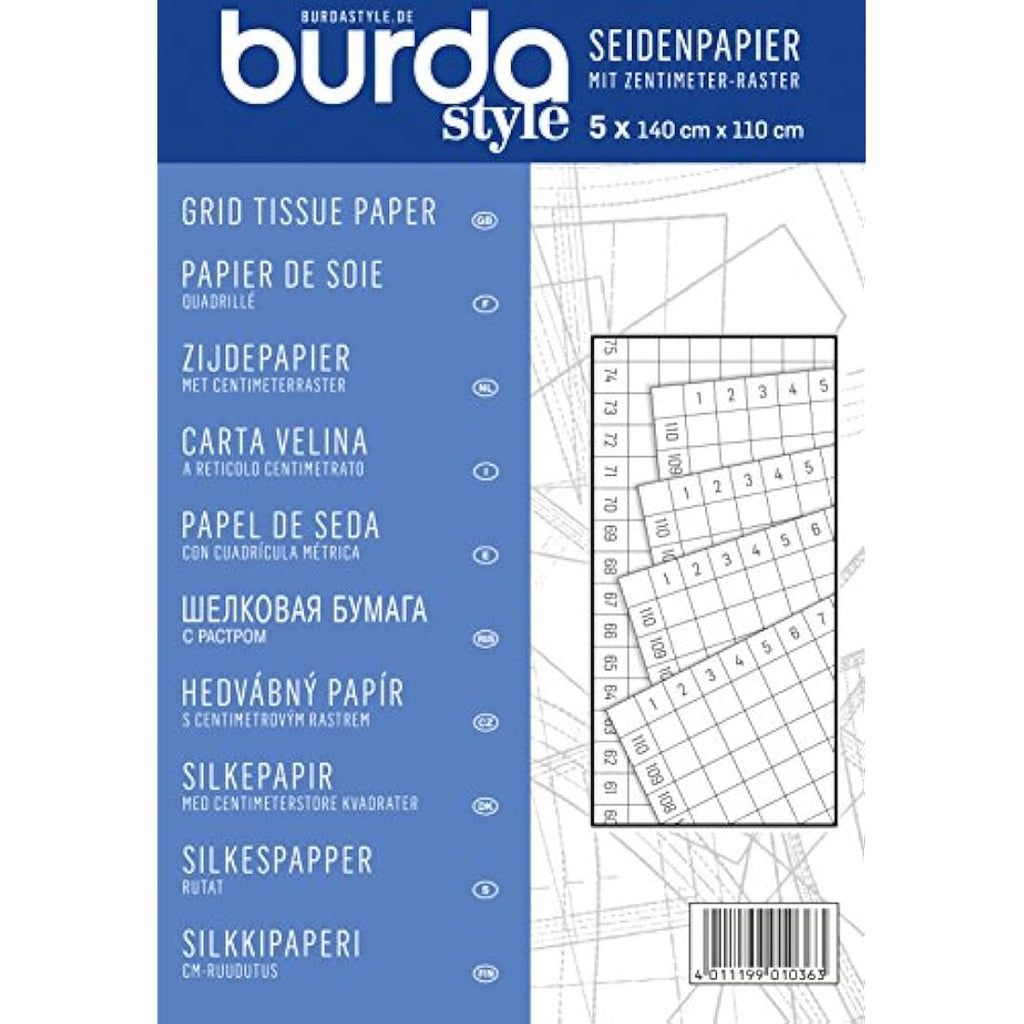 Burda Style Tissue Paper with Centimetre Grid - Blue Pattern Paper