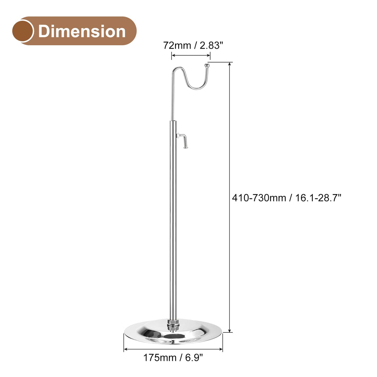 sourcing map Purse Display Stand Set 2 Pack Adjustable Tabletop Single Hook Handbag Rack Metal Bag Holder for Retail Boutique Store - Silver - image 2