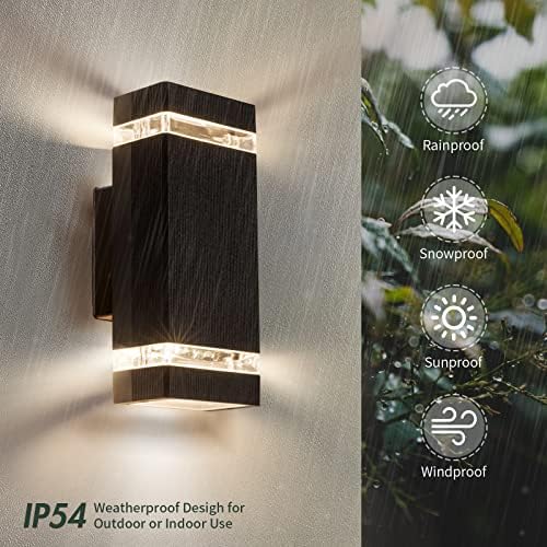Aranzyec Outdoor Wall Lights – 2 Pack IP54 Waterproof Up Down Garden Sconce