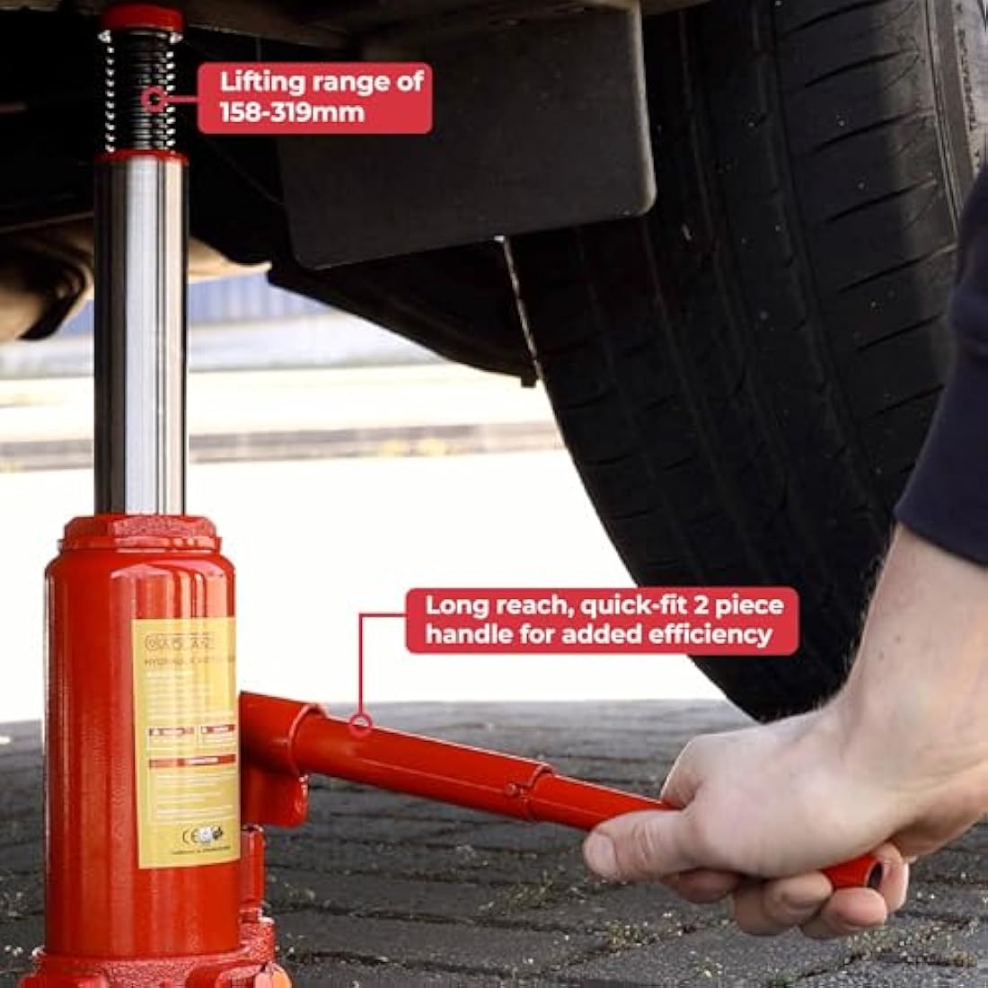 GADLANE 2 Tonne Hydraulic Bottle Jack - Alloy Steel for Cars & Vans