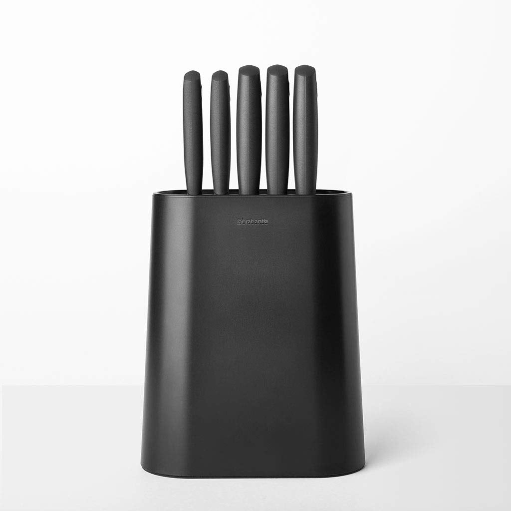 Brabantia Tasty+ 6-Piece Knife Block Set with Dark Grey Handles