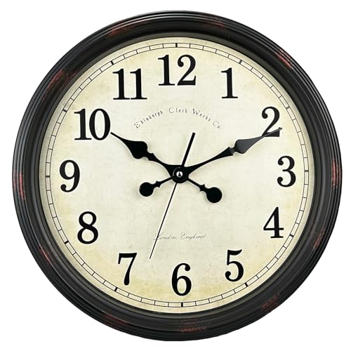 DIYZON 16 Inch Large Wall Clock | Silent Non-Ticking Vintage Quartz