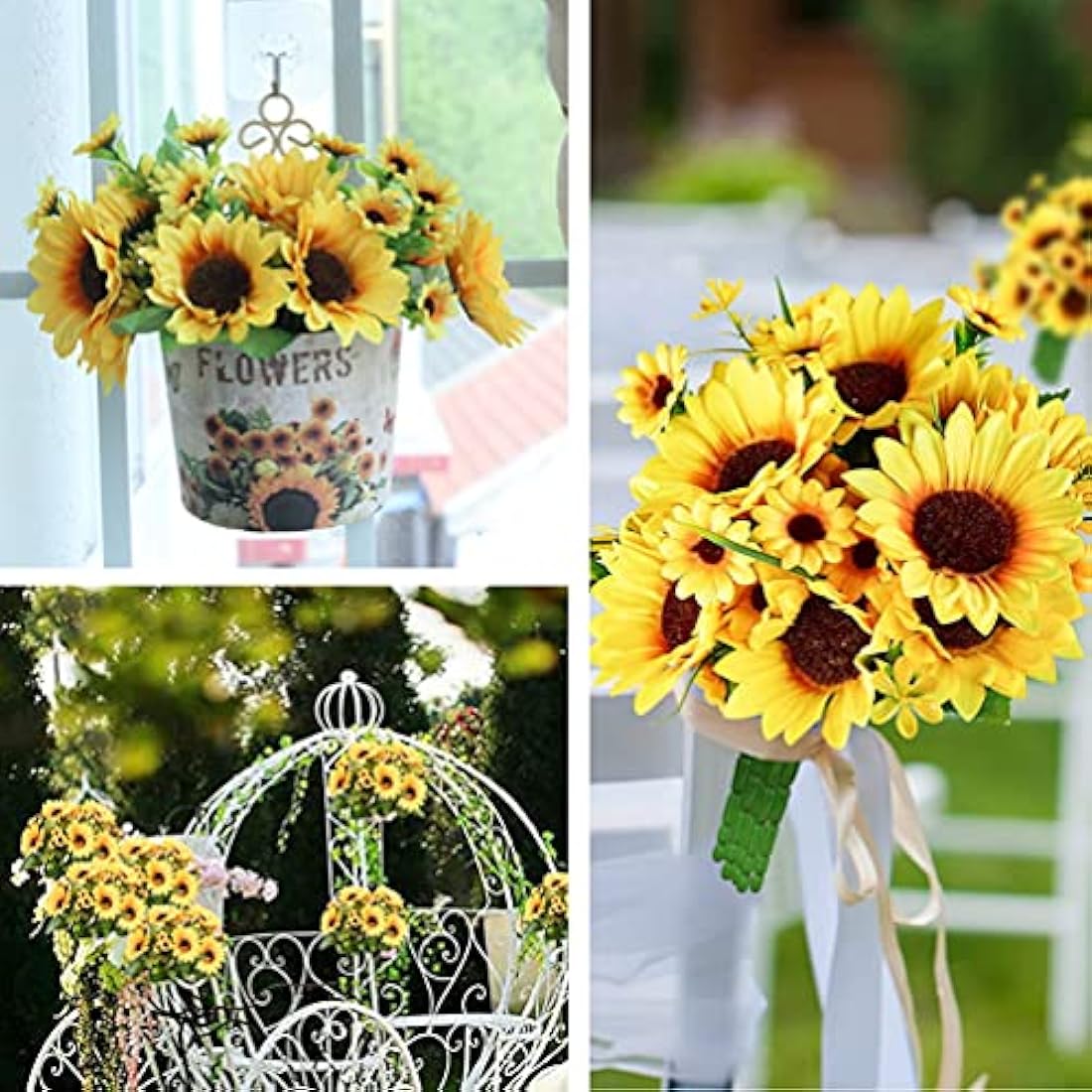 Jolof Store 2-Pack Silk Sunflower Artificial Flowers for Home Decor