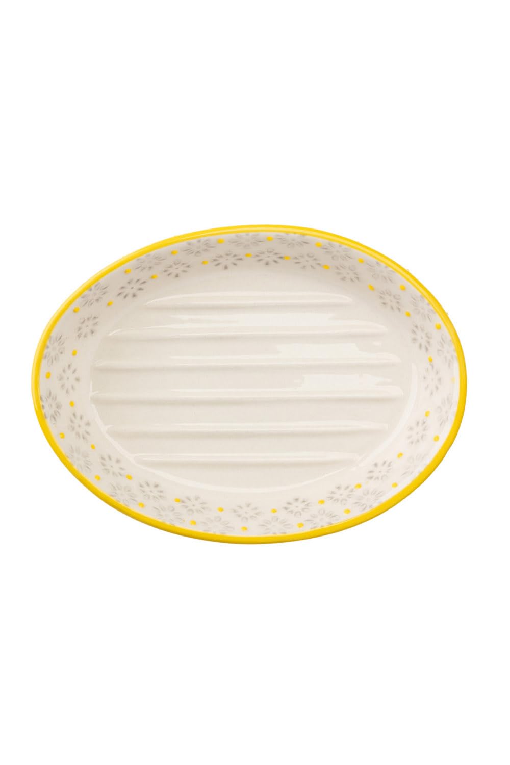 Jolof Store | Large Oval Ceramic Soap Dish – Floral Hand Painted Stoneware