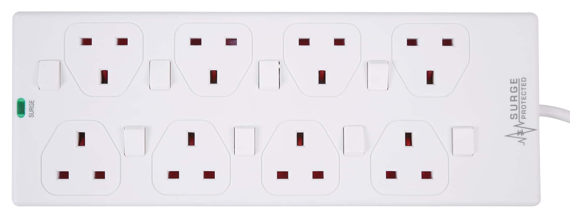 Pro-Elec 8-Way Surge Protected Extension Lead | 2m Individually Switched