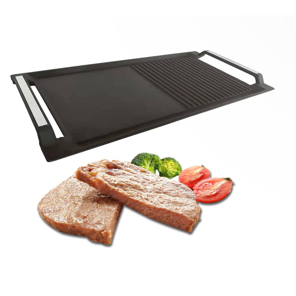 COVERCOOK Cast Iron Griddle Pan | Rectangular Dual-Surface Grill Pan