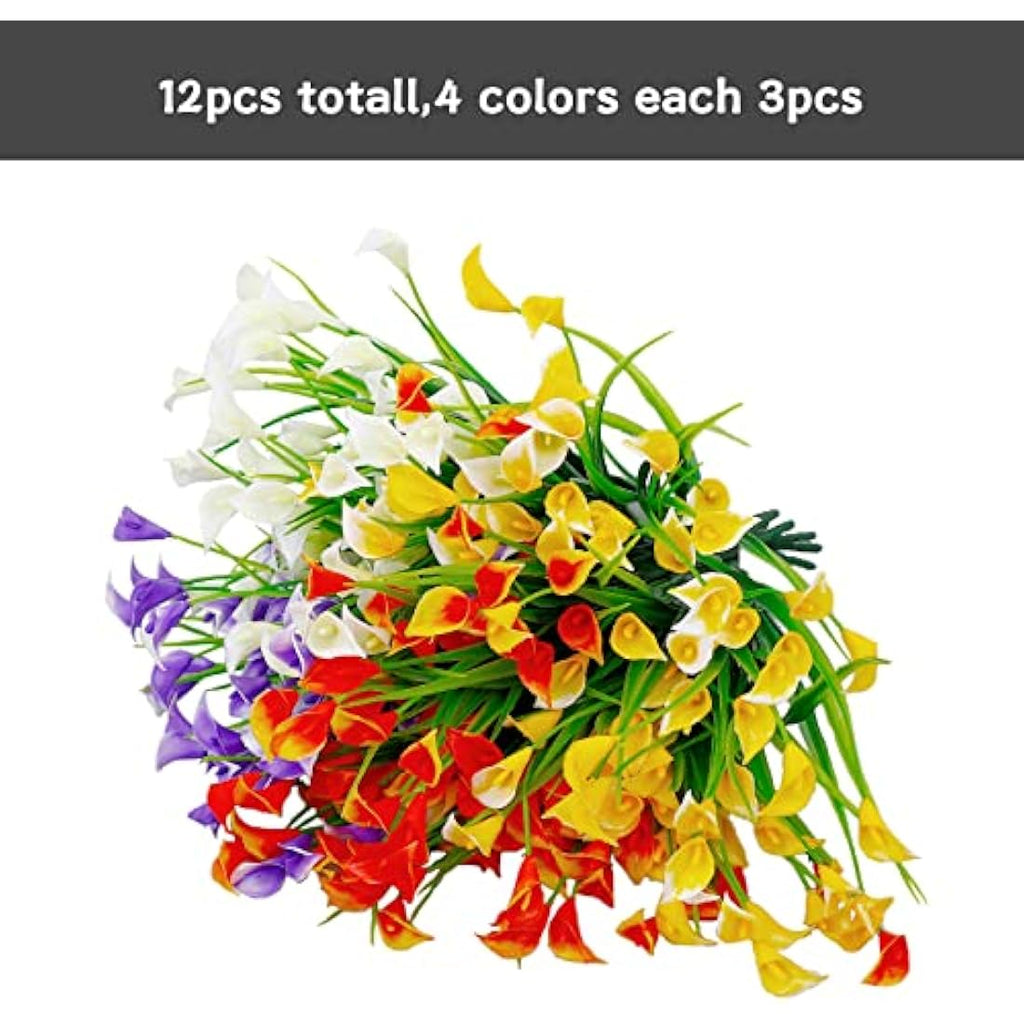 12Pcs Artificial Calla Lily Flowers – UV Resistant Faux Plants