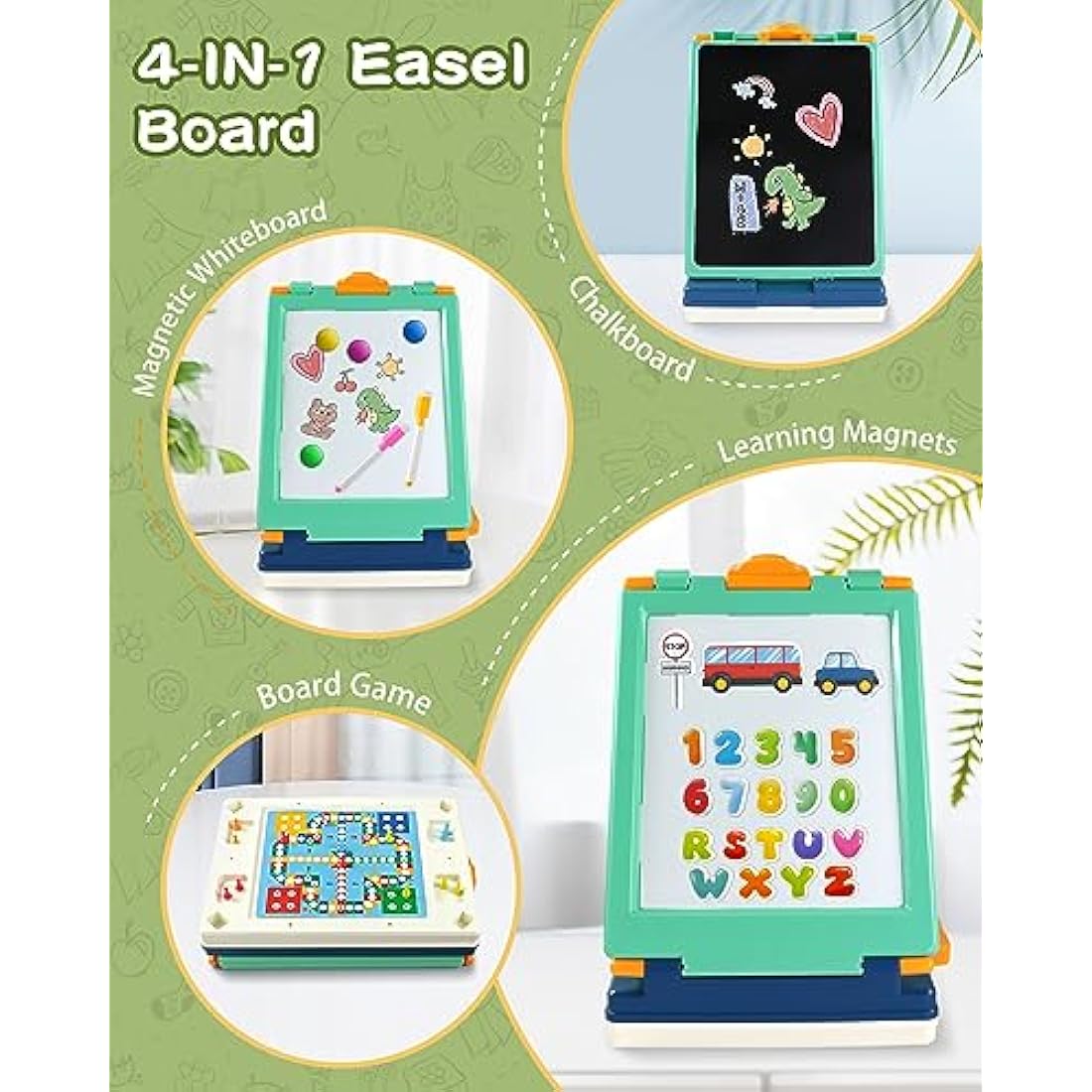 Jolof Store 4-in-1 Kids Tabletop Art Easel – Foldable Magnetic Board
