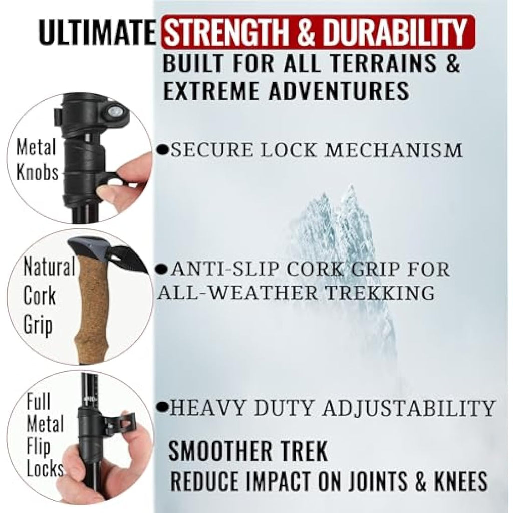 Trekking Poles – 7075 Aluminum Collapsible Hiking Sticks