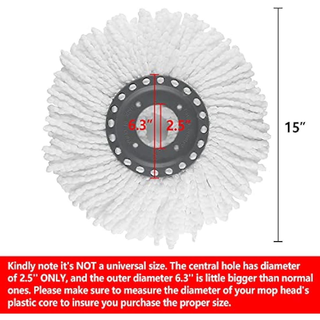 Jolof Store Microfibre Spin Mop Refills – 3 Pack Round Replacement Heads