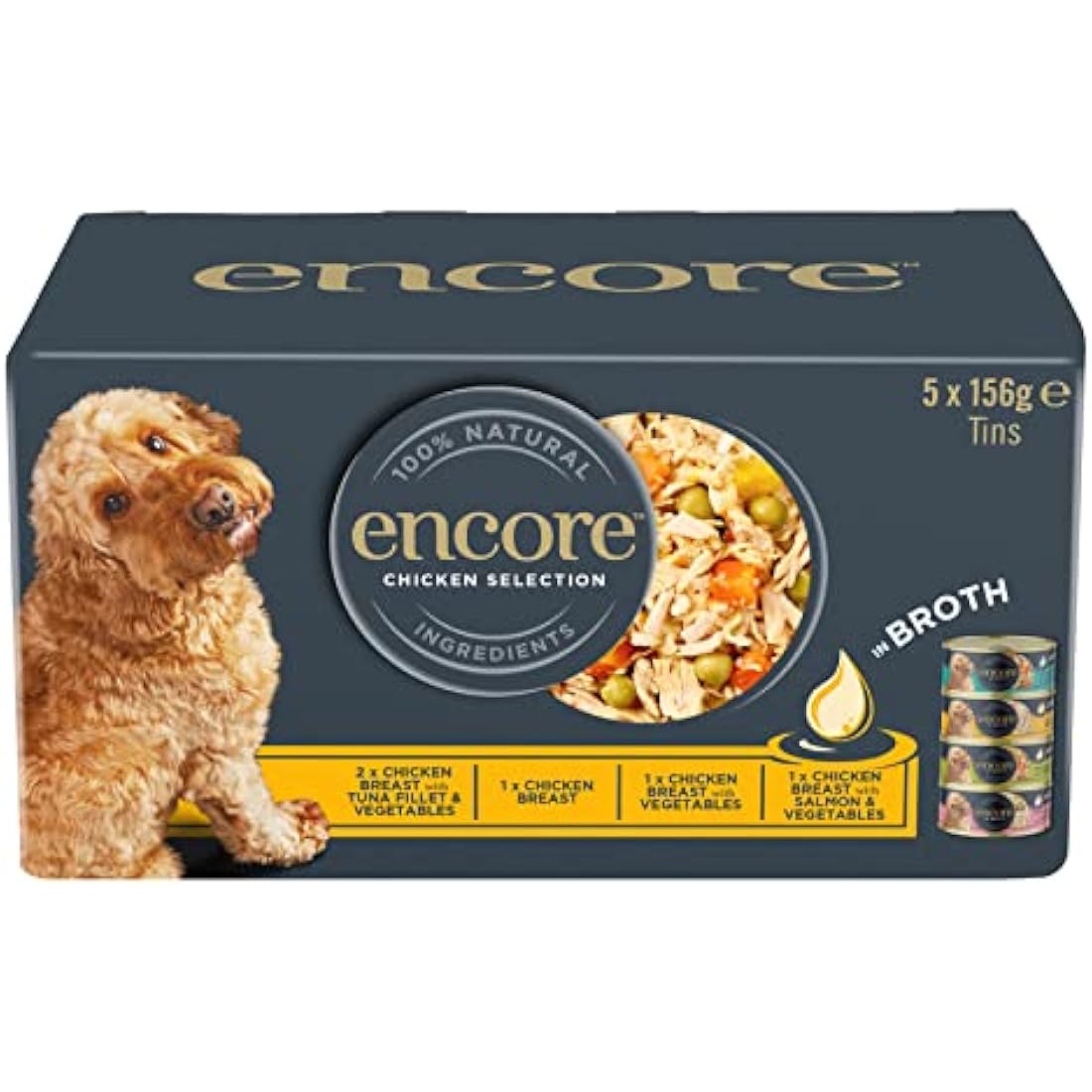 Encore Natural Wet Dog Food | Chicken & Fish Multipack | 5 x 156g Tins