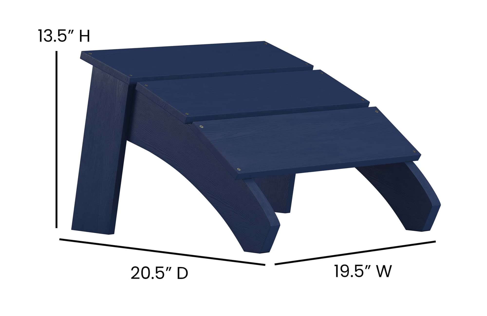 Flash Furniture Sawyer All-Weather Poly Resin Adirondack Ottoman – Navy