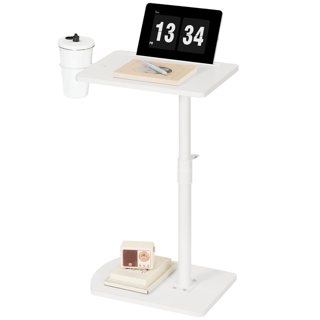 HOOBRO C Shaped Side Table, Height Adjustable Bedside Table, 360° Rotating Sofa Table Laptop Tables with Detachable Cup Holder and Tablet Slot - image 1