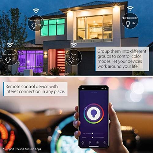 LVWIT E14 Smart LED Bulb - RGB WiFi Dimmable Alexa Compatible, 6 Pack