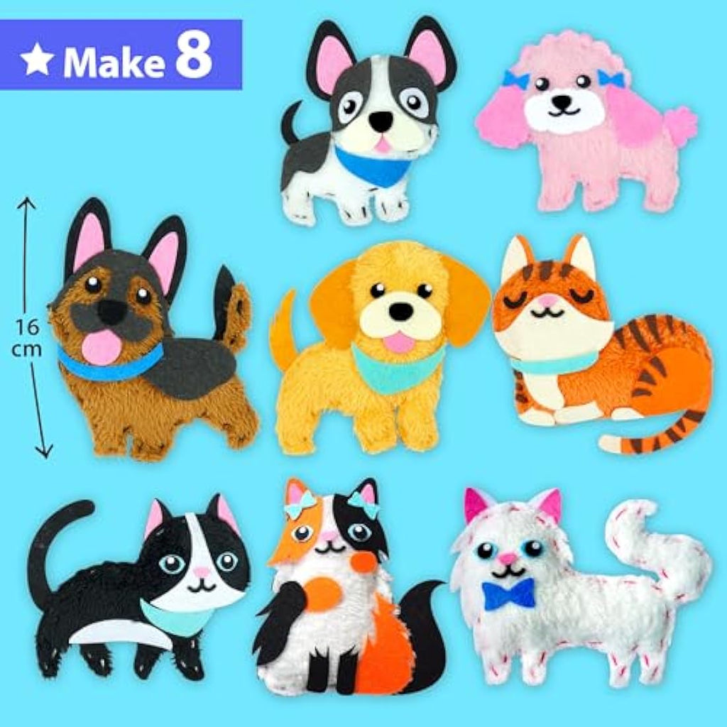 KRAFUN Kids Sewing Kit – 8 DIY Stuffed Animal Dolls Felt Craft Set