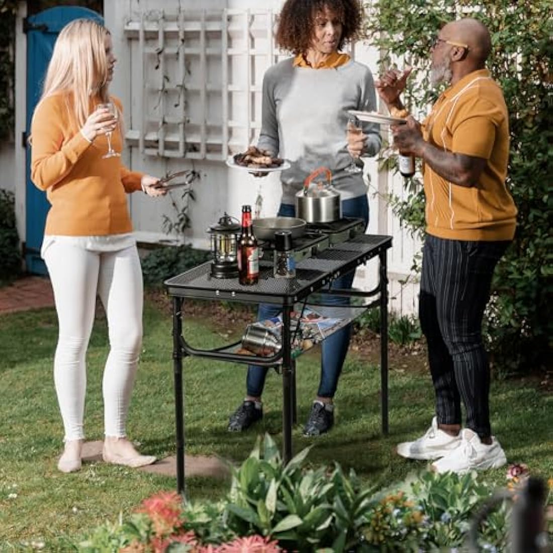 REDCAMP Folding Camping Table | Adjustable Height Aluminum Grill Table
