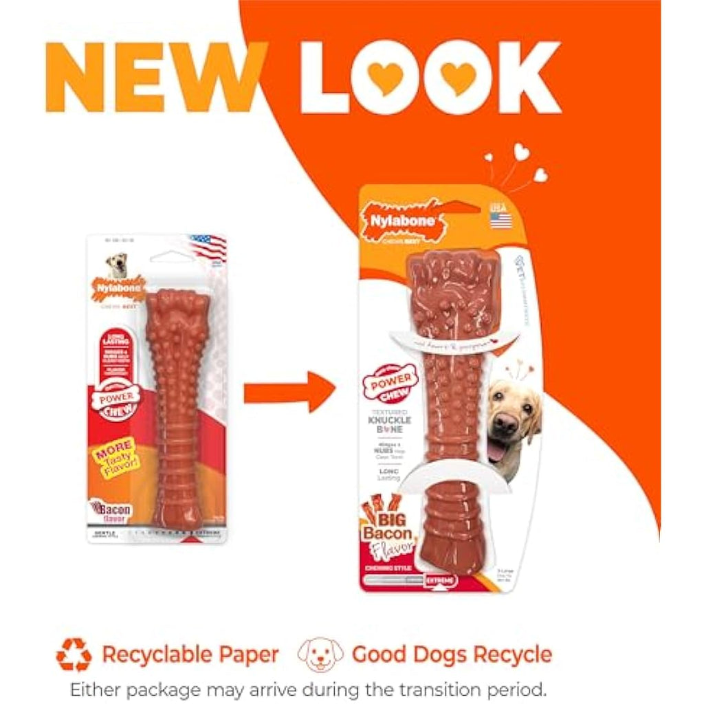 Nylabone Dura Chew Dog Toy - Bacon Flavour Durable Bone for XL Dogs