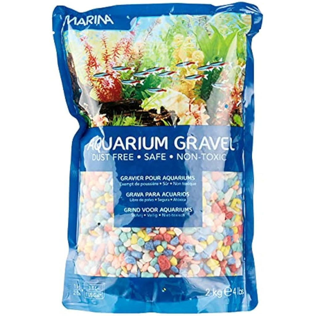 Marina Multi-Colour Decorative Aquarium Rainbow Gravel - Non-Toxic, 2 kg