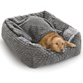 Heymamba Extra Large Hooded Dog Cave Bed – Orthopedic Grey Rose Fluff