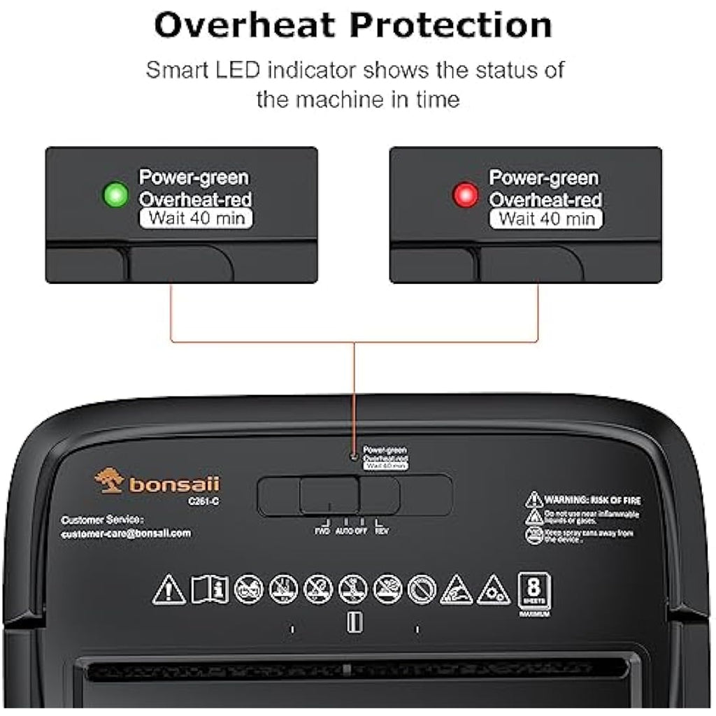Bonsaii 8-Sheet Cross-Cut Paper Shredder | P-4 Security Home Office (C261-C)