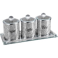 Jolof Store Crushed Diamond Glass Kitchen Canisters with Tray - Set of 4