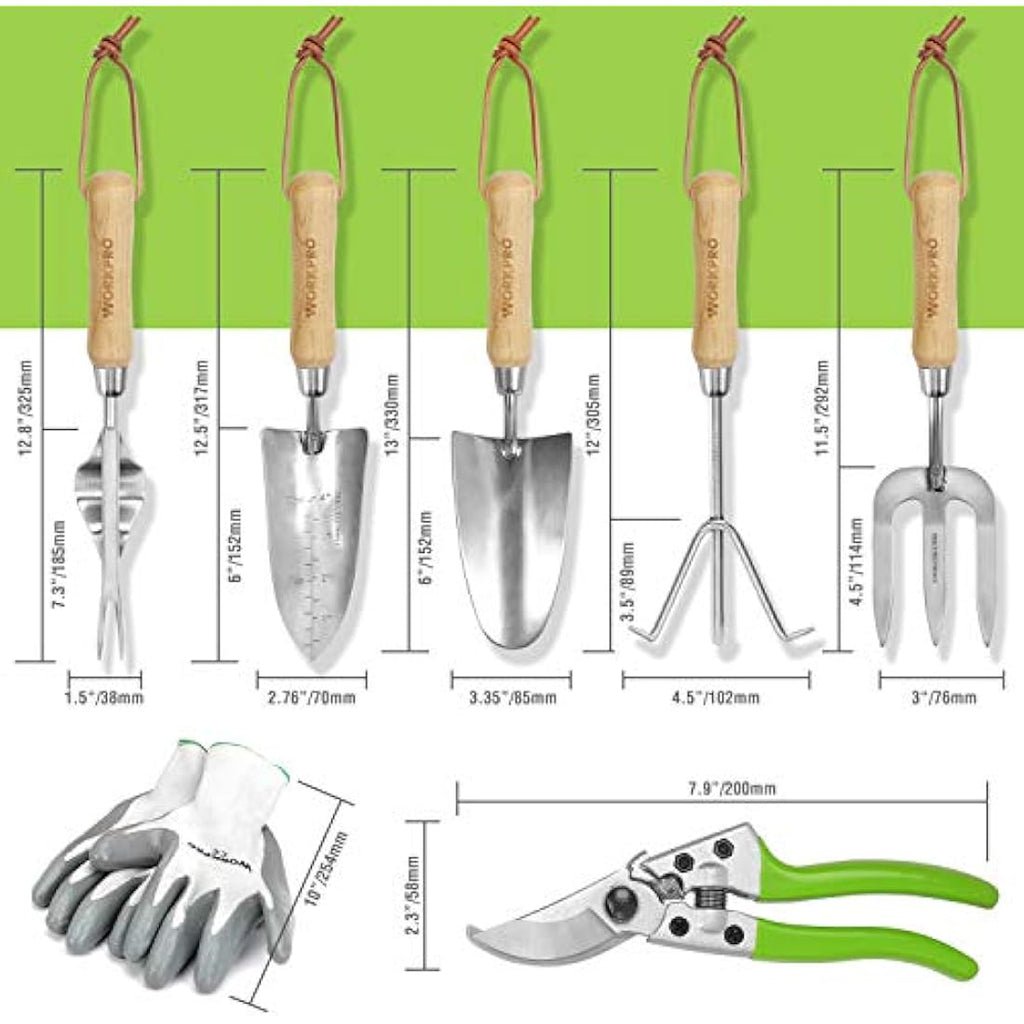 WORKPRO 8-Piece Stainless Steel Garden Tool Set with Pink Tote Bag