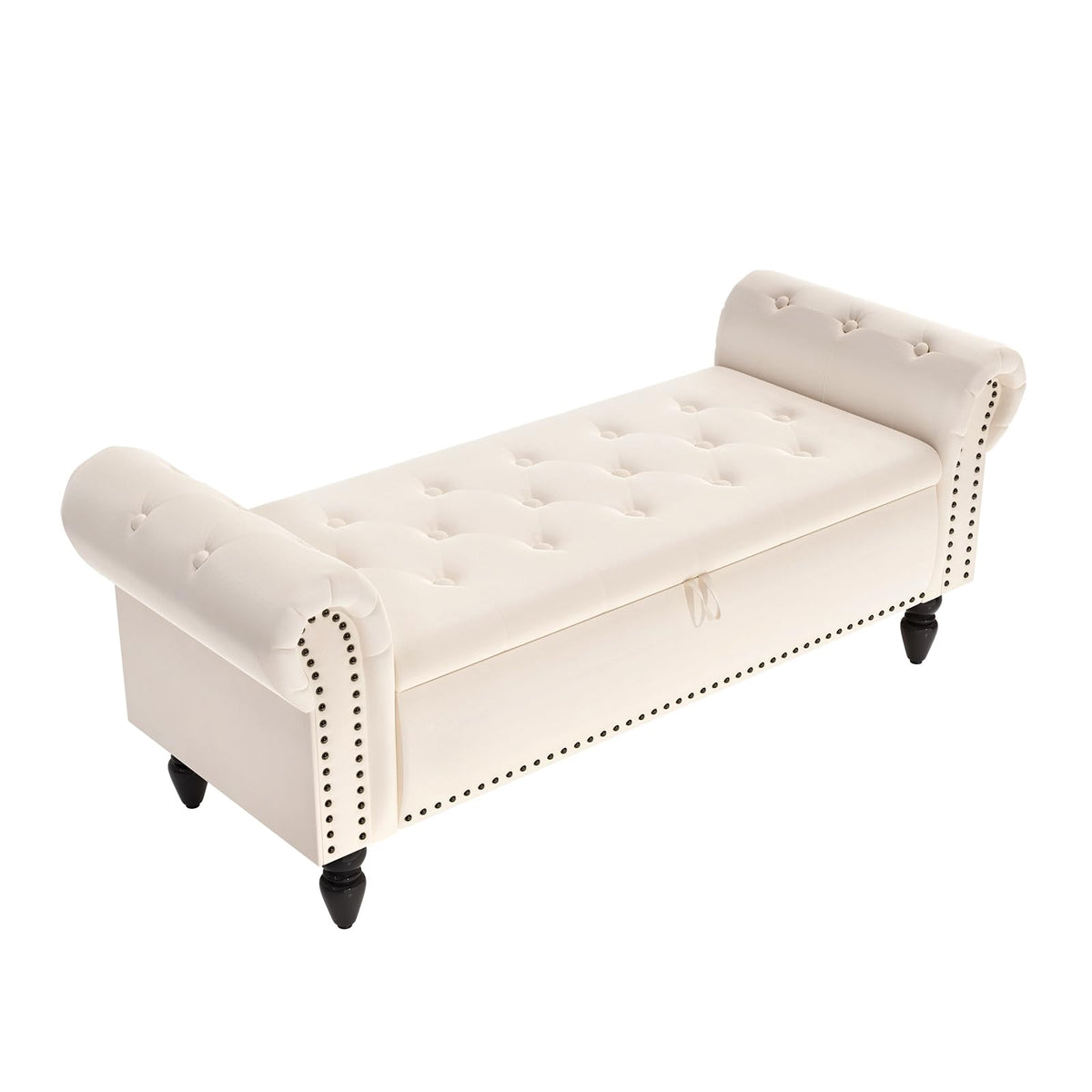Clevich Ottoman Storage Bench, Velvet End of Bed Storage Box with Lid, Sturdy Wood Legs Footrest, 168KG Load Capacity - image 2