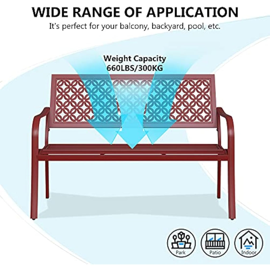 Grand Patio Steel Garden Bench – 3 Seater Rust-Resistant Outdoor Seat