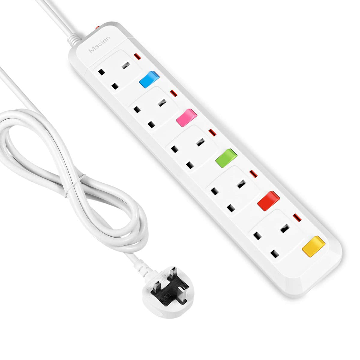 Mscien 5 Way Individually Switched Extension Lead | 5M Surge Protector