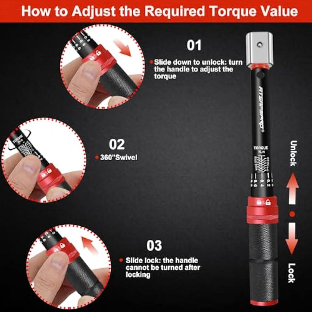 ATsafepro Open End Torque Wrench 3-25 Nm | 9x12mm HVAC & Bike Tool