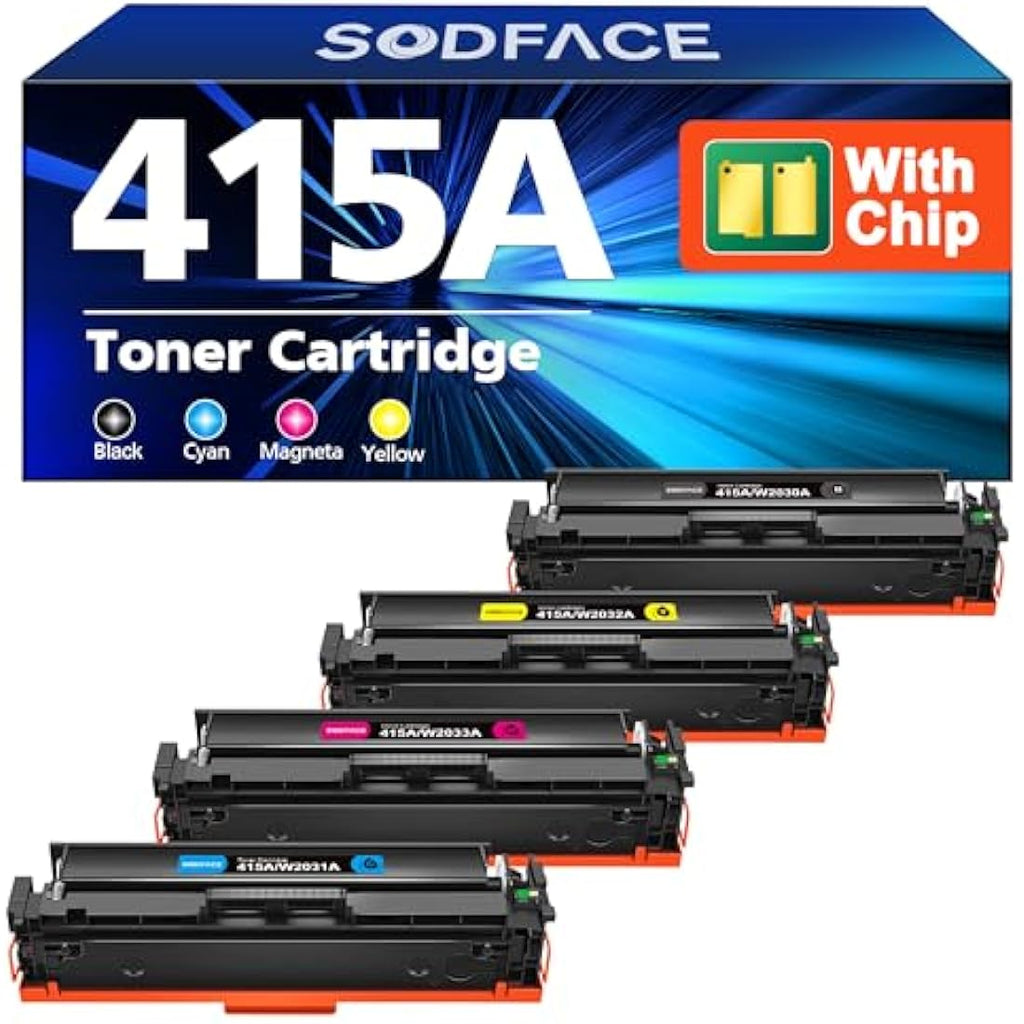 SODFACE 415A Toner Cartridge 4-Pack for HP Color LaserJet Pro M479fdw