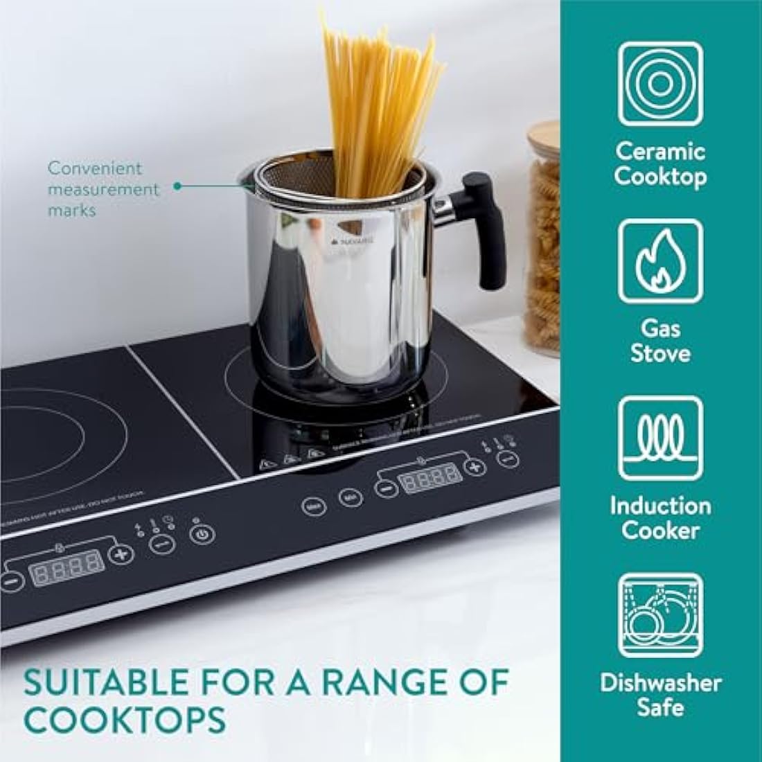 Navaris Stainless Steel Multi Pot – 3.4L Deep Fryer and Steamer Basket