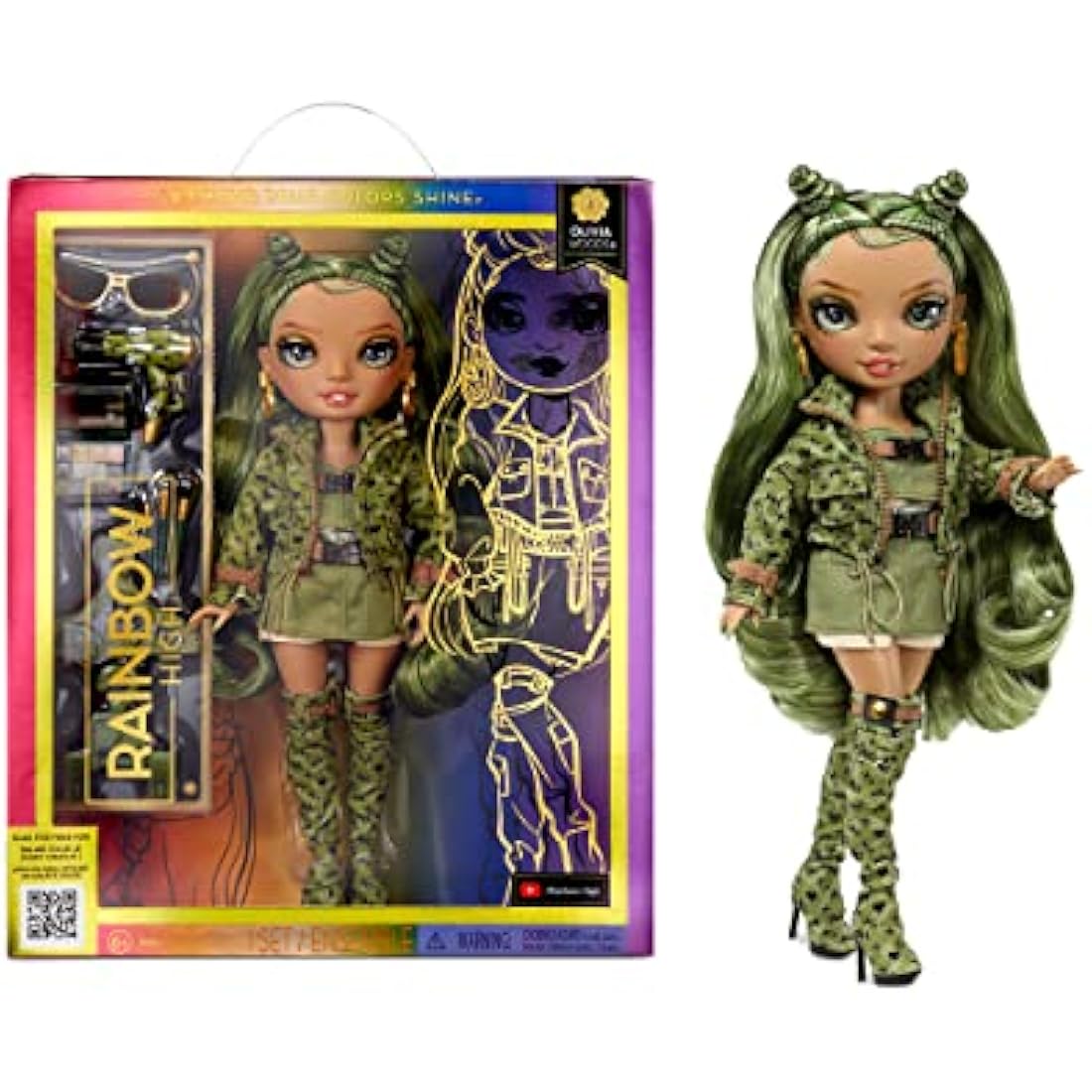 Rainbow High Olivia Woods Fashion Doll – Camo Green with Accessories