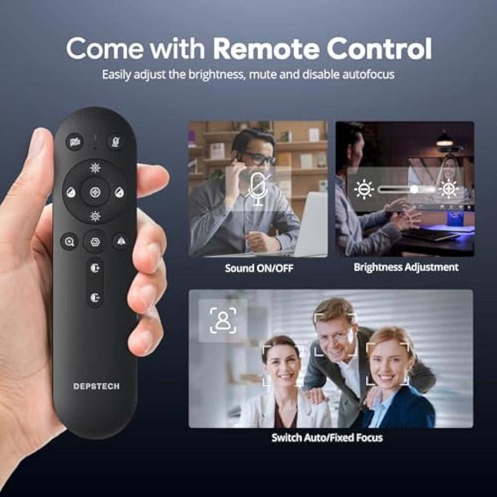 DEPSTECH 4K Webcam – Sony Sensor Streaming Camera with Remote & Zoom
