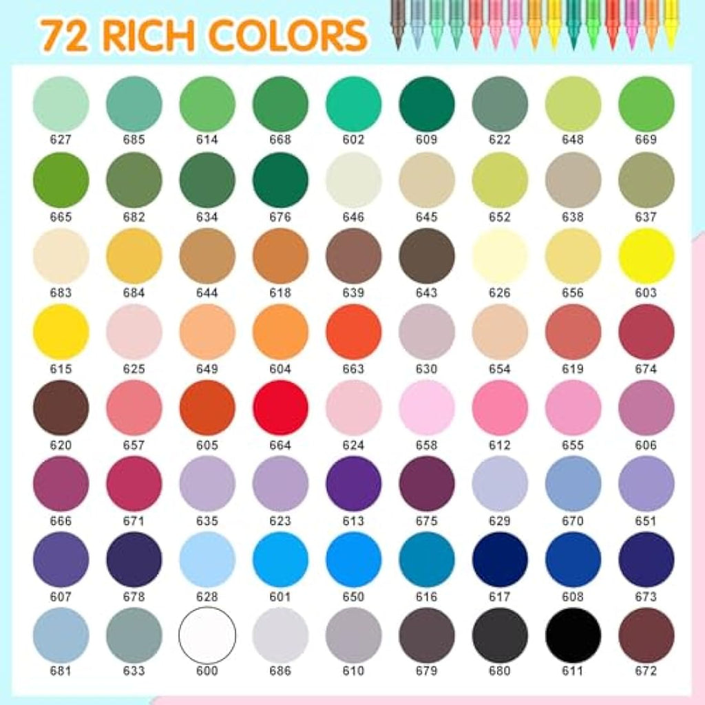 Efimeso 72 Colors Acrylic Paint Pens – Water-Based Brush Markers for Rock Art