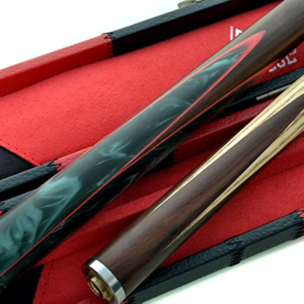CUESOUL 57" Hand-Spliced 3/4 Snooker Cue | Ash Wood with Leatherette Case