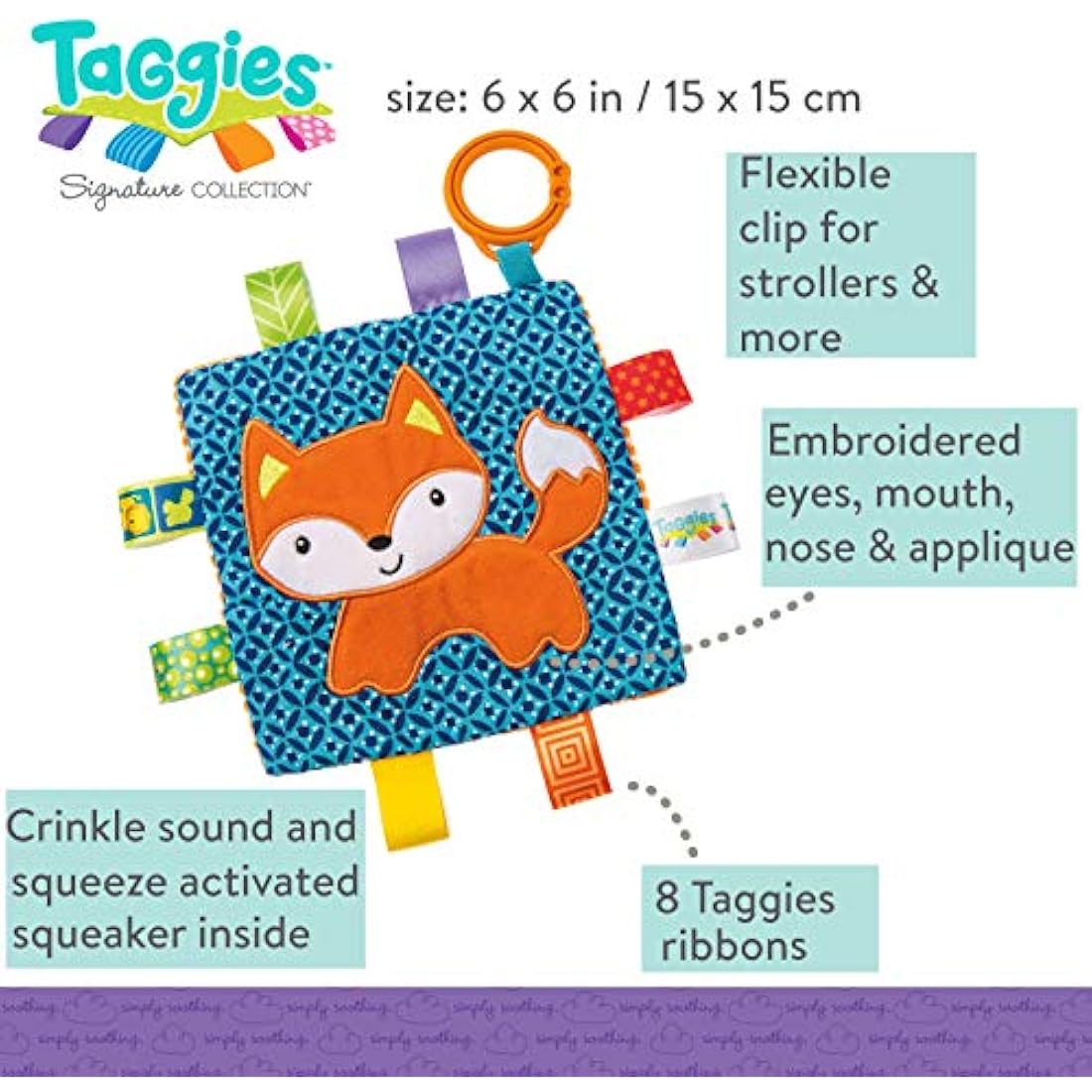 Mary Meyer Taggies Crinkle Me Fox – Interactive Plush Sensory Baby Toy