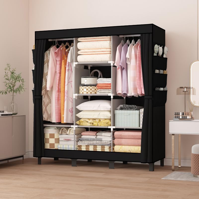 lishbie Portable Fabric Wardrobe,130x45x172cm Foldable Storage Closet - image 3