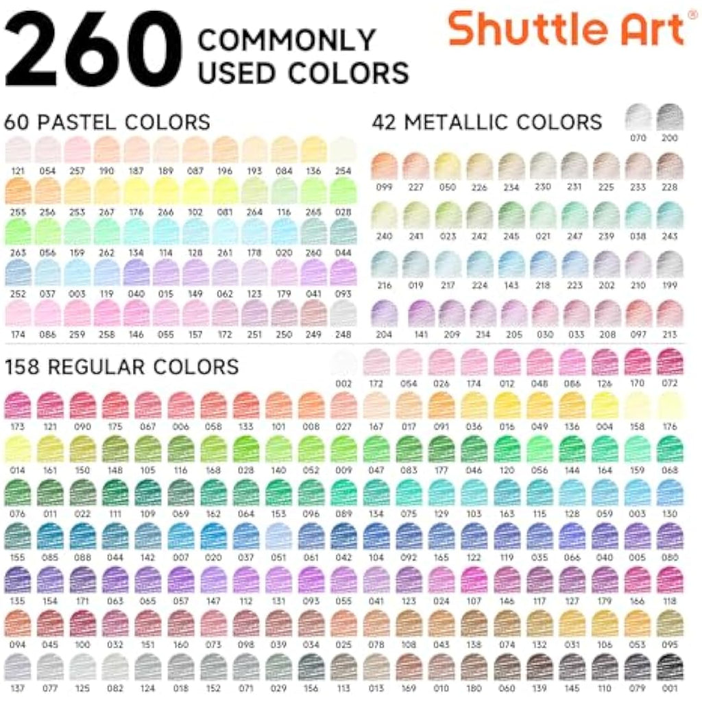 Shuttle Art 260 Professional Coloured Pencils Set - Soft Core Art Supplies