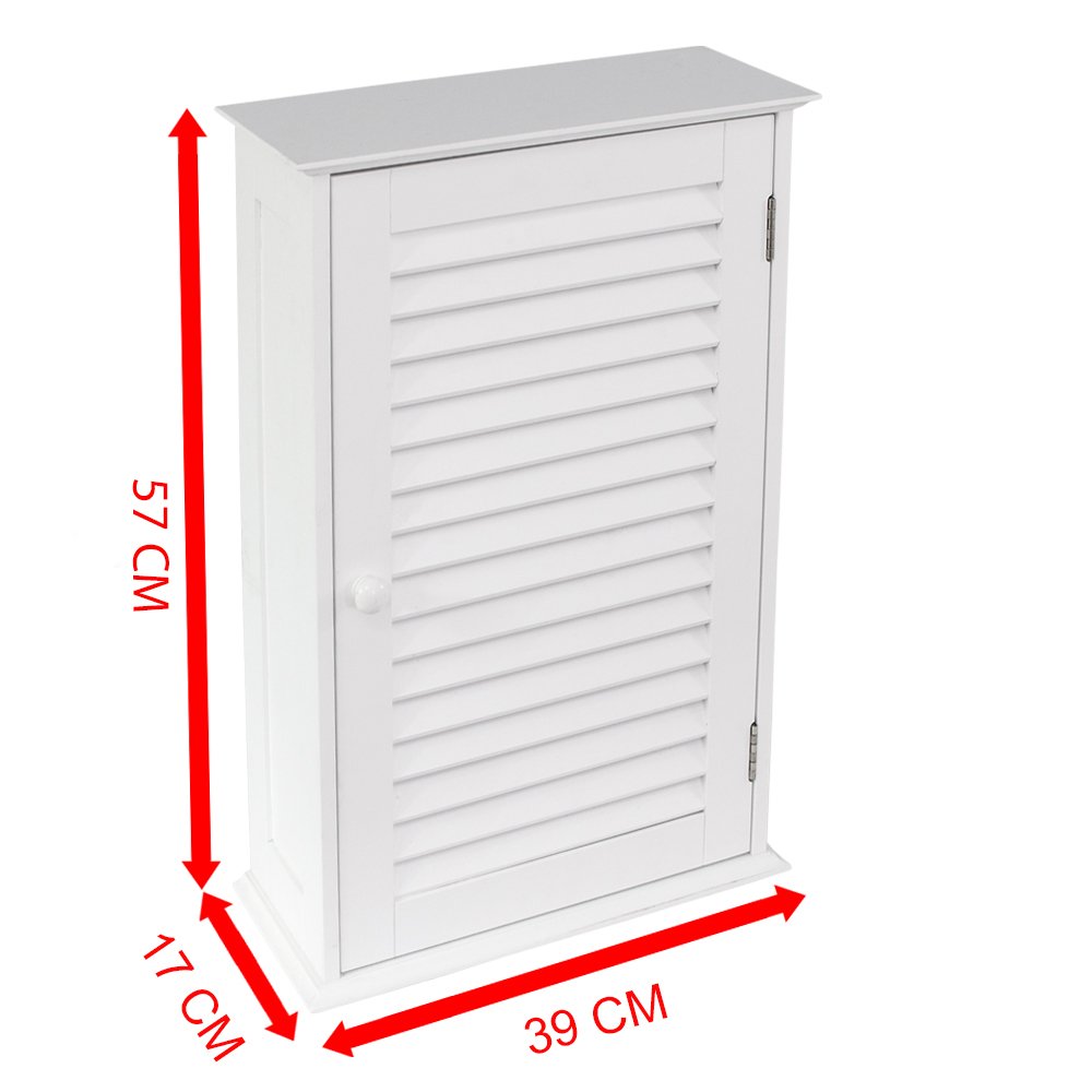 Bath Vida Liano Bathroom Cabinet Single Door Shutter Wall Mounted Storage, White - image 2