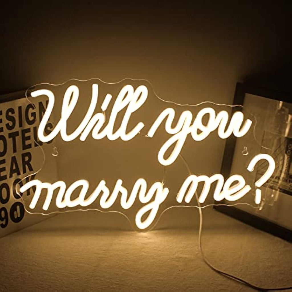 Wanxing Will You Marry Me Neon Sign – Warm White LED Proposal Decor
