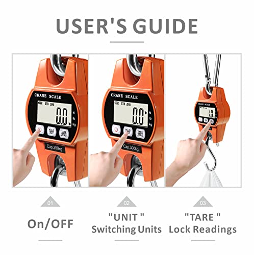 GRAM PRES Digital Hanging Scale – 660lb/300kg Heavy Duty Crane Scale