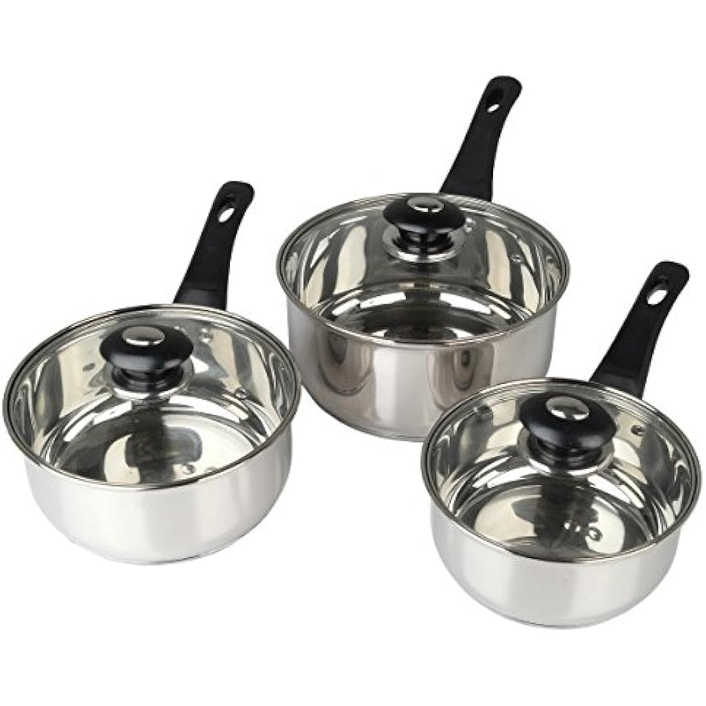 Supreme Vision 3pc Stainless Steel Saucepan Set with Glass Lids