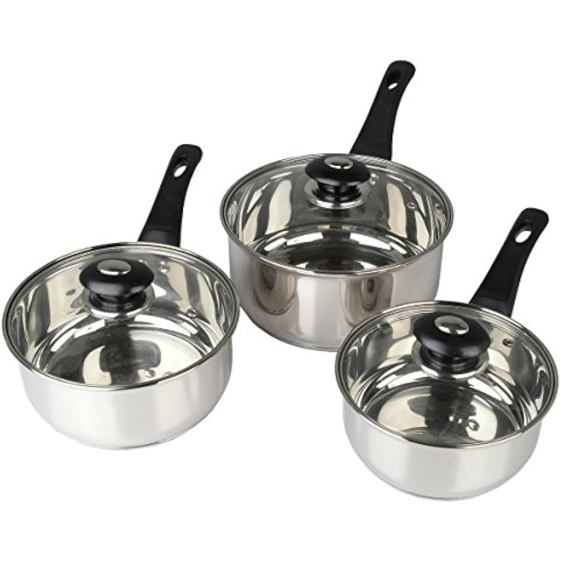 Supreme Vision 3pc Stainless Steel Saucepan Set with Glass Lids
