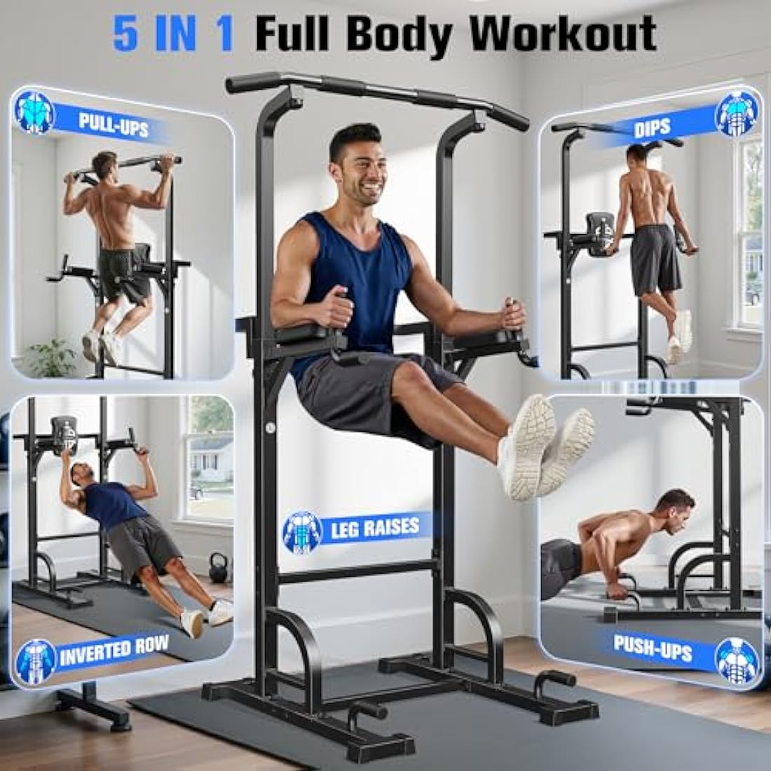 Sportsroyals Power Tower Dip Station - 450lbs Pull Up Bar for Home Gym