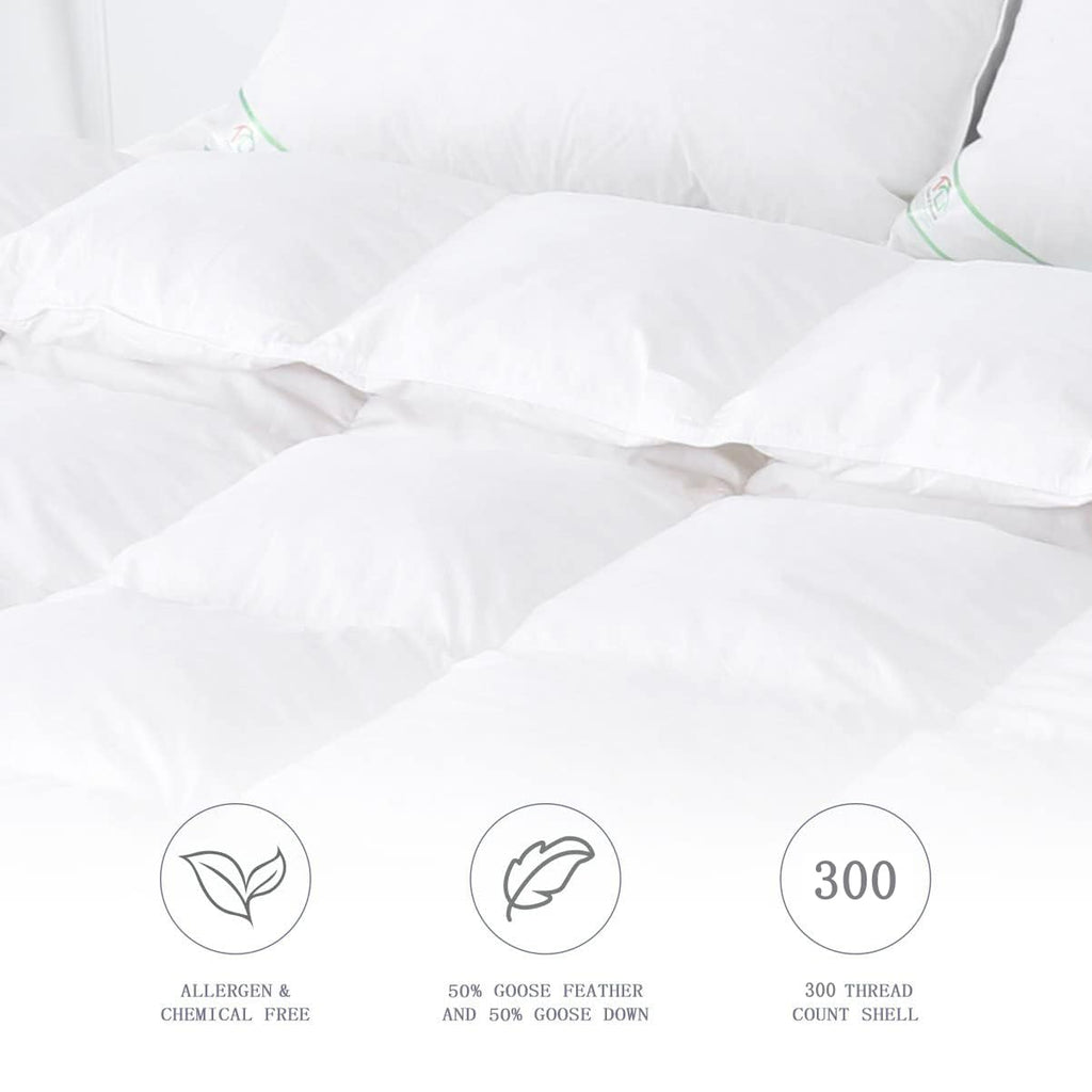 SUFUEE 13.5 Tog Goose Down & Feather Duvet – Single 100% Cotton Quilt