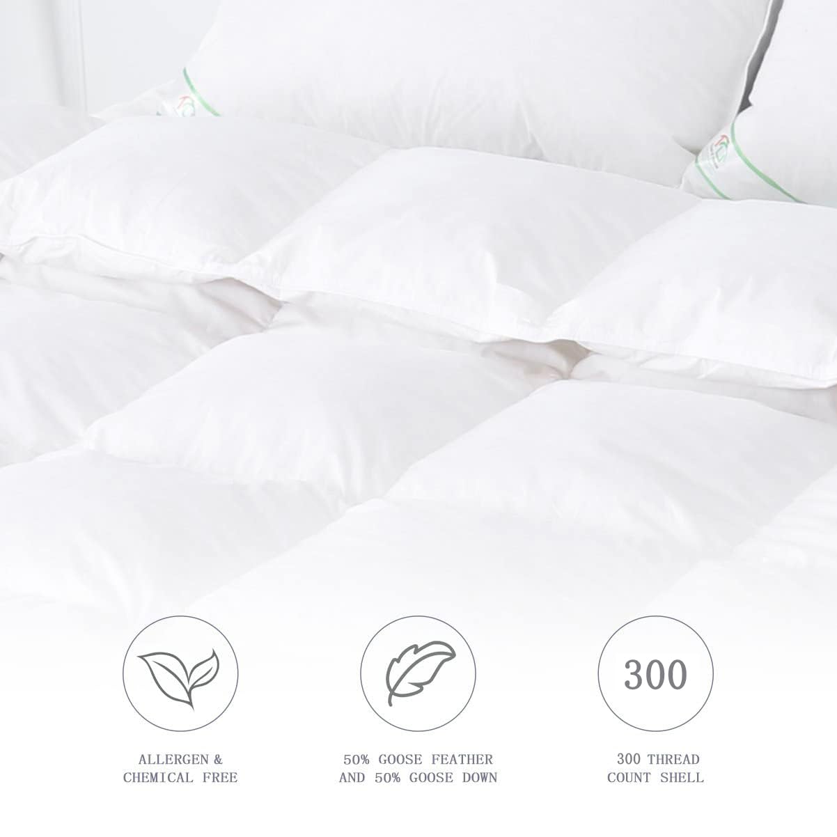 SUFUEE 13.5 Tog Goose Down & Feather Duvet – Single 100% Cotton Quilt