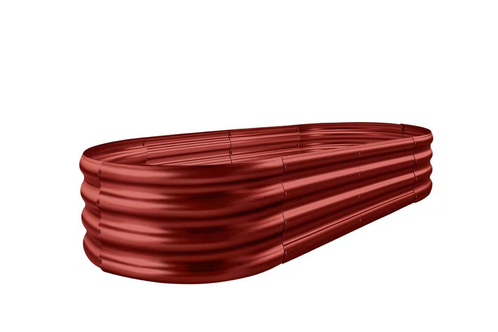 Land Guard Galvanized Raised Garden Bed - 4x2x1ft Oval Metal Planter