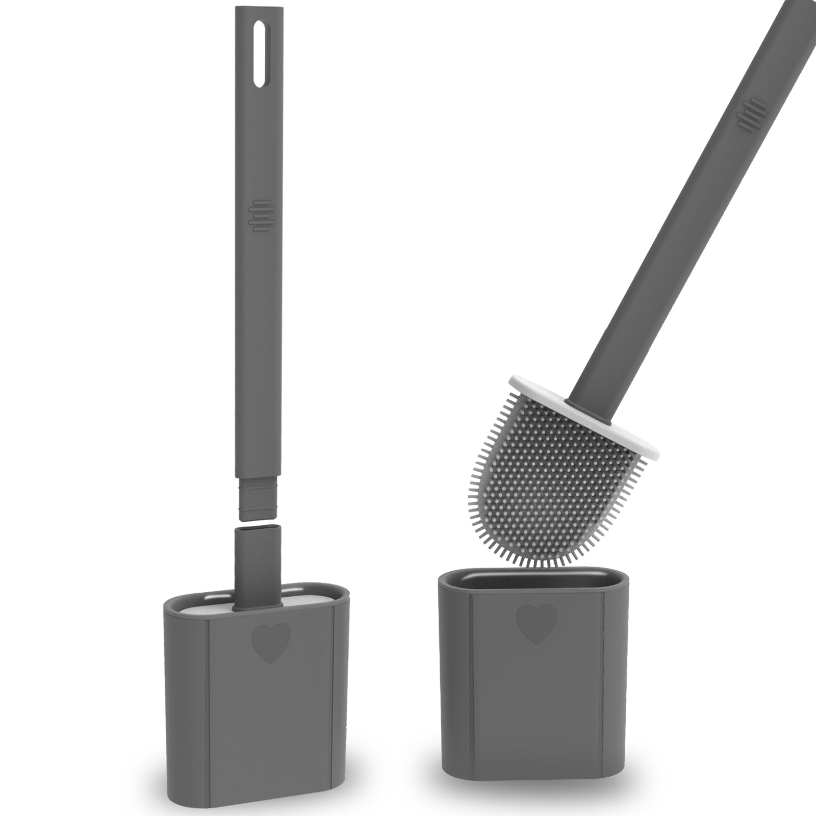 2-Pack Silicone Toilet Brush and Holder Set – Grey